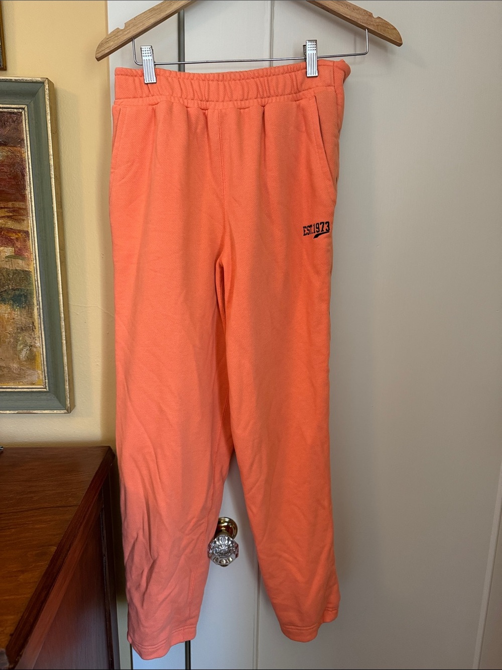 Puma Kids Coral Orange Sweatpants with EST.1973 Detail